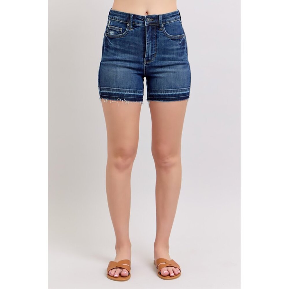 NWT Judy Blue Tummy Control High Waist Destroy Release Hem Denim Shorts